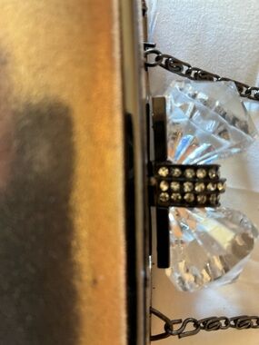 Lulu Townsend Gold Metallic Clutch with Crystal Bow Accent